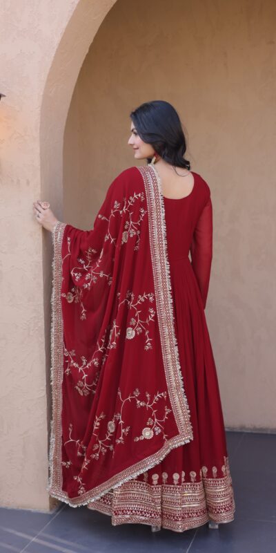 KA 1256 Maroon Faux Blooming Gown Perfect for Wedding, Party, Pongal, Raksha Bandhan, Mehendi –. Introductory Price ₹2549. Delivery 4-6 Working Days | Bollywood Gowns, Creative Gowns, Designer Gowns, Embroidered Gowns, Gowns, Party Wear Gowns