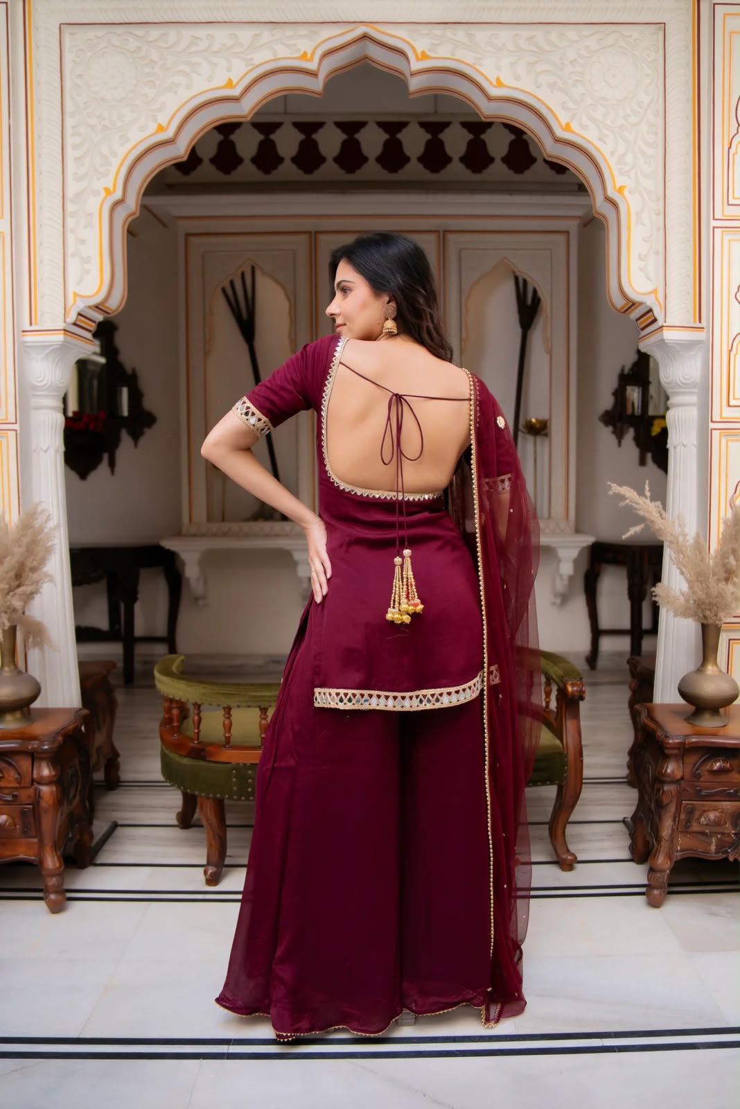 ST 1197 Maroon | Faux Georgette Salwar Suit with Mirror Work & Embroidery Work. Get it for ₹1849. Delivery 4-6 Working Days. Shop now. | Casual Suits, Jump Suits, Creative suits, Designer Suits, Palazzo Suits, Party Wear Suits, Patiala Suits, Salwar suit, Straight Suits