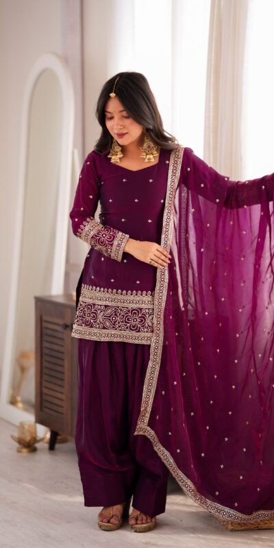 KB 310 Wine in Wine Fendy Silk Embroidery Work & Sequins Work Salwar Suit . Now at just ₹2049. Delivery 4-6 Working Days. Shop now. | Casual Suits, Jump Suits, Creative suits, Designer Suits, Palazzo Suits, Party Wear Suits, Patiala Suits, Salwar suit, Straight Suits