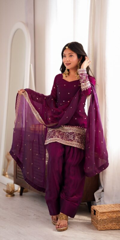KB 310 Wine in Wine Fendy Silk Embroidery Work & Sequins Work Salwar Suit . Now at just ₹2049. Delivery 4-6 Working Days. Shop now. | Casual Suits, Jump Suits, Creative suits, Designer Suits, Palazzo Suits, Party Wear Suits, Patiala Suits, Salwar suit, Straight Suits