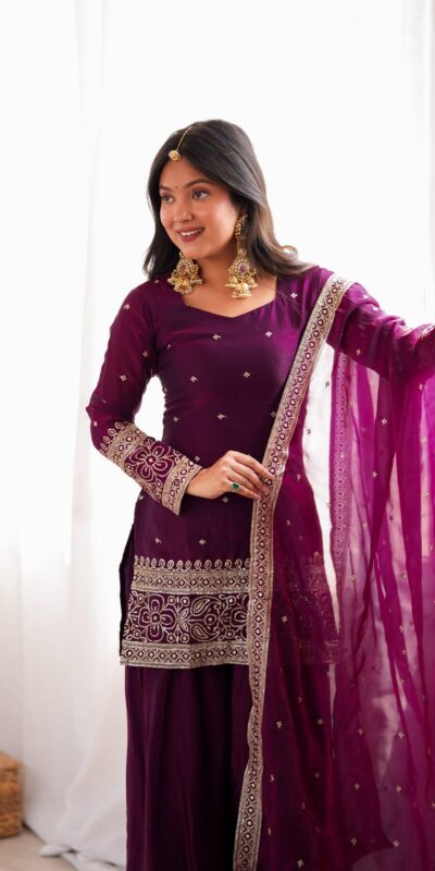 KB 310 Wine in Wine Fendy Silk Embroidery Work & Sequins Work Salwar Suit . Now at just ₹2049. Delivery 4-6 Working Days. Shop now. | Casual Suits, Jump Suits, Creative suits, Designer Suits, Palazzo Suits, Party Wear Suits, Patiala Suits, Salwar suit, Straight Suits