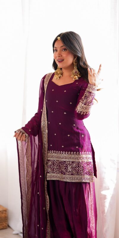 KB 310 Wine in Wine Fendy Silk Embroidery Work & Sequins Work Salwar Suit . Now at just ₹2049. Delivery 4-6 Working Days. Shop now. | Casual Suits, Jump Suits, Creative suits, Designer Suits, Palazzo Suits, Party Wear Suits, Patiala Suits, Salwar suit, Straight Suits