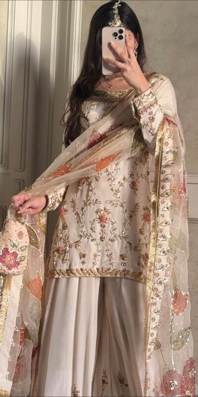 Embroidery Work & Sequins Work Salwar Suit WW 1215 Off White in Off White Cinon Silk. Now at just ₹2149. Delivery 4-6 Working Days. Shop now. | Casual Suits, Jump Suits, Creative suits, Designer Suits, Palazzo Suits, Party Wear Suits, Patiala Suits, Salwar suit, Straight Suits