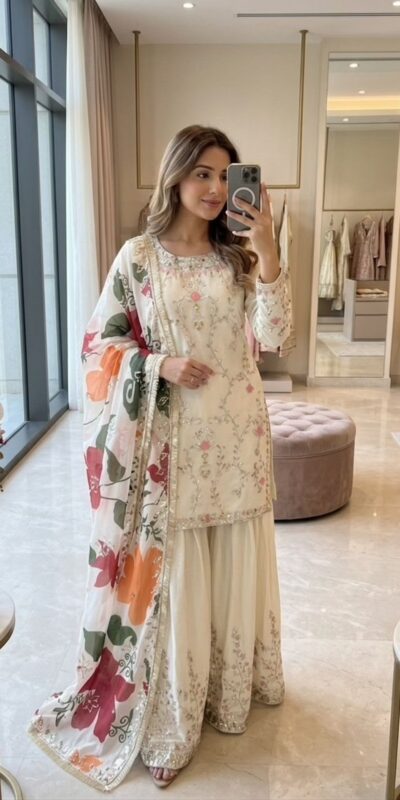 Embroidery Work & Sequins Work Salwar Suit WW 1215 Off White in Off White Cinon Silk. Now at just ₹2149. Delivery 4-6 Working Days. Shop now. | Casual Suits, Jump Suits, Creative suits, Designer Suits, Palazzo Suits, Party Wear Suits, Patiala Suits, Salwar suit, Straight Suits
