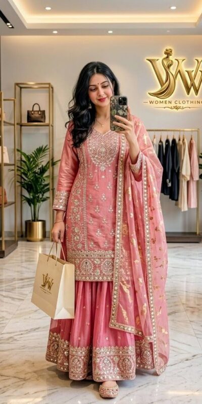 WW 1271 Peach | Peach Pure Endy Silk Salwar Suit with Embroidery Work & Sequins Work. Exclusive Offer ₹2399. Delivery 4-6 Working Days. Shop now. | Casual Suits, Jump Suits, Creative suits, Designer Suits, Palazzo Suits, Party Wear Suits, Patiala Suits, Salwar suit, Straight Suits