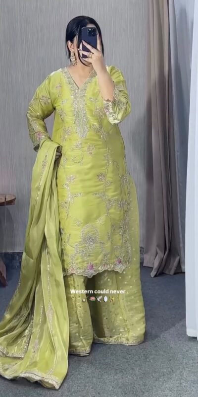 VLM 342 Pista Color Zimmy Silk Salwar Suit with Embroidery Work. Affordable Price ₹2149. Delivery 4-6 Working Days. Shop now. | Casual Suits, Jump Suits, Creative suits, Designer Suits, Palazzo Suits, Party Wear Suits, Patiala Suits, Salwar suit, Straight Suits
