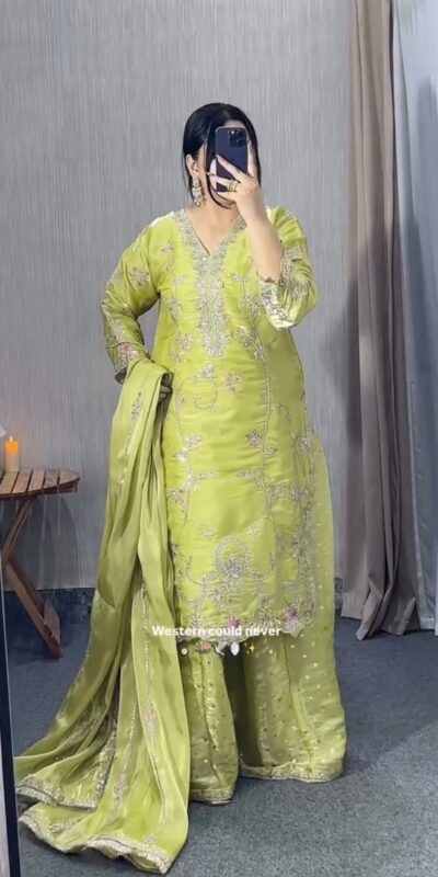VLM 342 Pista Color Zimmy Silk Salwar Suit with Embroidery Work. Affordable Price ₹2149. Delivery 4-6 Working Days. Shop now. | Casual Suits, Jump Suits, Creative suits, Designer Suits, Palazzo Suits, Party Wear Suits, Patiala Suits, Salwar suit, Straight Suits