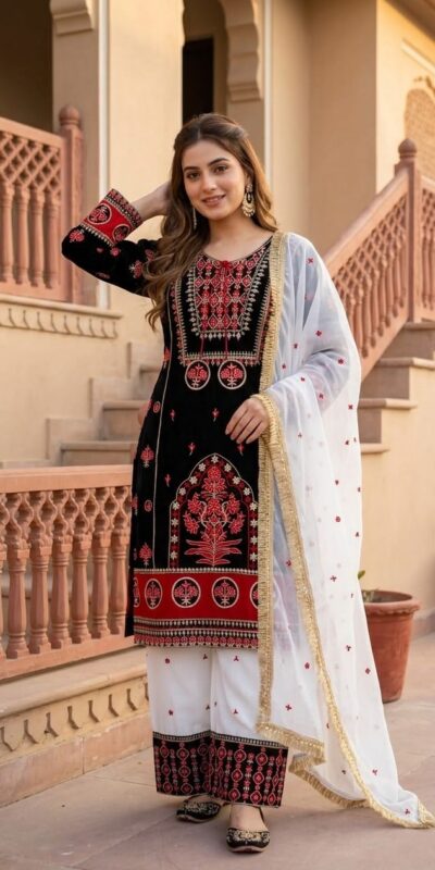 SKF 1731 Black Color Natural Crep Salwar Suit with Embroidery Work. Wedding, Party, Festive, Best Price ₹2149. Delivery 4-6 Working Days. Shop now. | Casual Suits, Jump Suits, Creative suits, Designer Suits, Palazzo Suits, Party Wear Suits, Patiala Suits, Salwar suit, Straight Suits