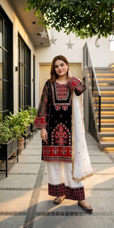 SKF 1731 Black Color Natural Crep Salwar Suit with Embroidery Work. Wedding, Party, Festive, Best Price ₹2149. Delivery 4-6 Working Days. Shop now. | Casual Suits, Jump Suits, Creative suits, Designer Suits, Palazzo Suits, Party Wear Suits, Patiala Suits, Salwar suit, Straight Suits
