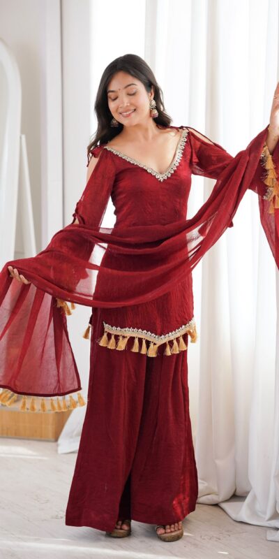 SRK 5357 Maroon Doremon Crush Salwar Suit Perfect for Wedding, Party, Traditional Day, Baisakhi, Karwa Chauth – . Exclusive Offer ₹2099. Delive | Casual Suits, Jump Suits, Creative suits, Designer Suits, Palazzo Suits, Party Wear Suits, Patiala Suits, Salwar suit, Straight Suits
