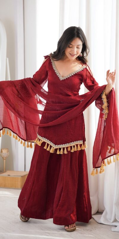SRK 5357 Maroon Doremon Crush Salwar Suit Perfect for Wedding, Party, Traditional Day, Baisakhi, Karwa Chauth – . Exclusive Offer ₹2099. Delive | Casual Suits, Jump Suits, Creative suits, Designer Suits, Palazzo Suits, Party Wear Suits, Patiala Suits, Salwar suit, Straight Suits