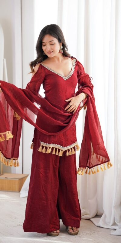 SRK 5357 Maroon Doremon Crush Salwar Suit Perfect for Wedding, Party, Traditional Day, Baisakhi, Karwa Chauth – . Exclusive Offer ₹2099. Delive | Casual Suits, Jump Suits, Creative suits, Designer Suits, Palazzo Suits, Party Wear Suits, Patiala Suits, Salwar suit, Straight Suits