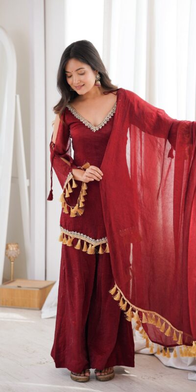 SRK 5357 Maroon Doremon Crush Salwar Suit Perfect for Wedding, Party, Traditional Day, Baisakhi, Karwa Chauth – . Exclusive Offer ₹2099. Delive | Casual Suits, Jump Suits, Creative suits, Designer Suits, Palazzo Suits, Party Wear Suits, Patiala Suits, Salwar suit, Straight Suits