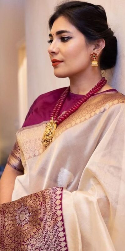 KPR 284 Off White Soft Lichi Silk Saree with Lace Work & Lace Border. Introductory Price ₹1549. Delivery 4-6 Working Days. Shop now. | Creative Sarees, Bollywood Sarees, Designer Sarees, Embroidered Sarees, Ethnic Saree, Modern Digital sarees, Party Wear Sarees, Sarees