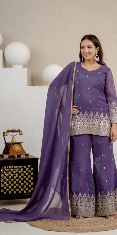 MD 3103 Lavender Crunchy Silk Salwar Suit with Embroidery Work & Sequins Work. Exclusive Offer ₹2399. Delivery 4-6 Working Days. Shop now. | Casual Suits, Jump Suits, Creative suits, Designer Suits, Palazzo Suits, Party Wear Suits, Patiala Suits, Salwar suit, Straight Suits