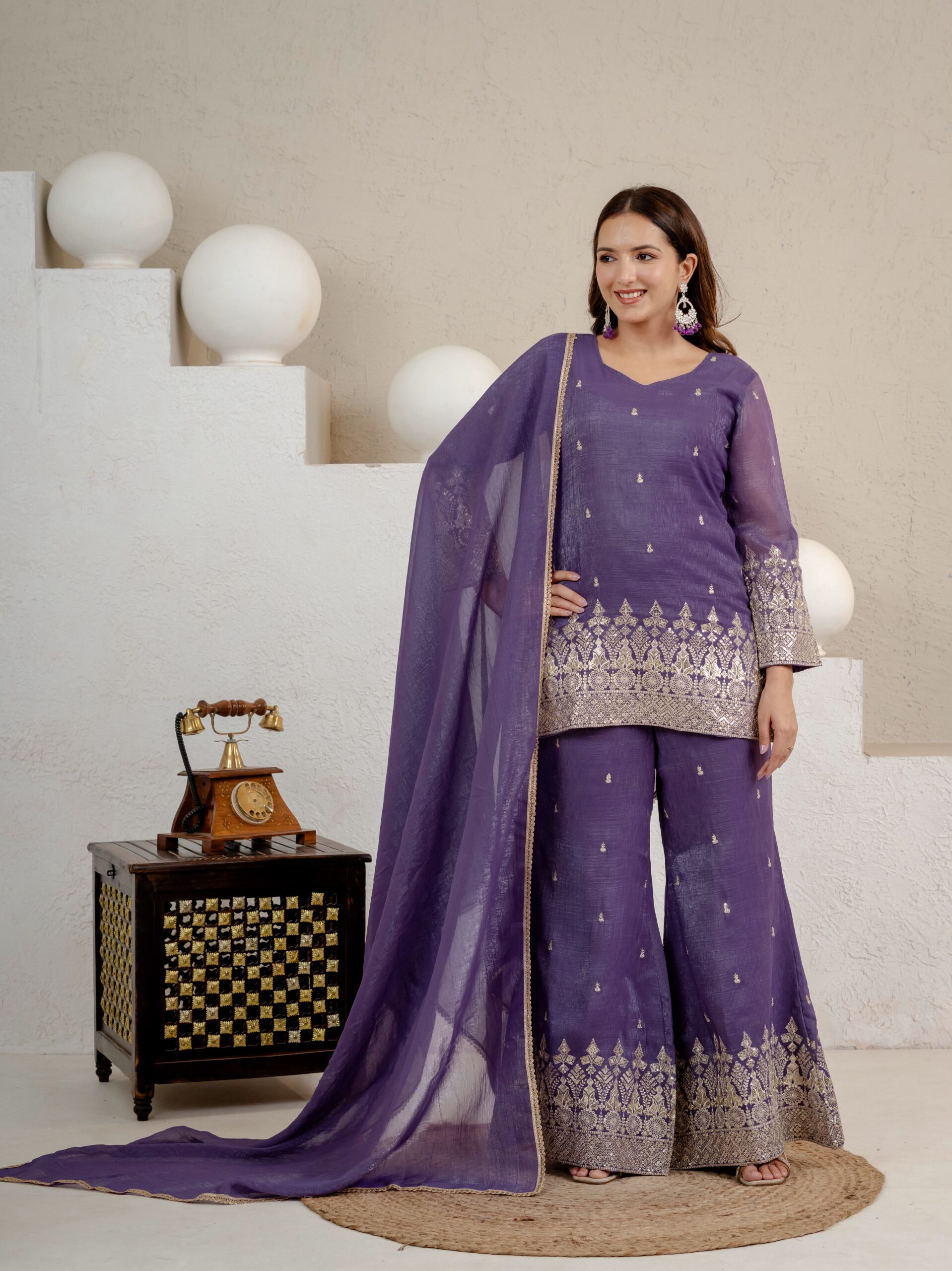 MD 3103 Lavender Crunchy Silk Salwar Suit with Embroidery Work & Sequins Work. Exclusive Offer ₹2399. Delivery 4-6 Working Days. Shop now. | Casual Suits, Jump Suits, Creative suits, Designer Suits, Palazzo Suits, Party Wear Suits, Patiala Suits, Salwar suit, Straight Suits