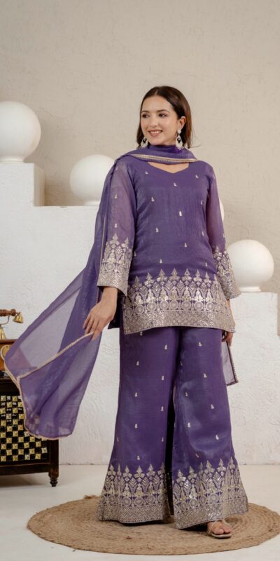 MD 3103 Lavender Crunchy Silk Salwar Suit with Embroidery Work & Sequins Work. Exclusive Offer ₹2399. Delivery 4-6 Working Days. Shop now. | Casual Suits, Jump Suits, Creative suits, Designer Suits, Palazzo Suits, Party Wear Suits, Patiala Suits, Salwar suit, Straight Suits