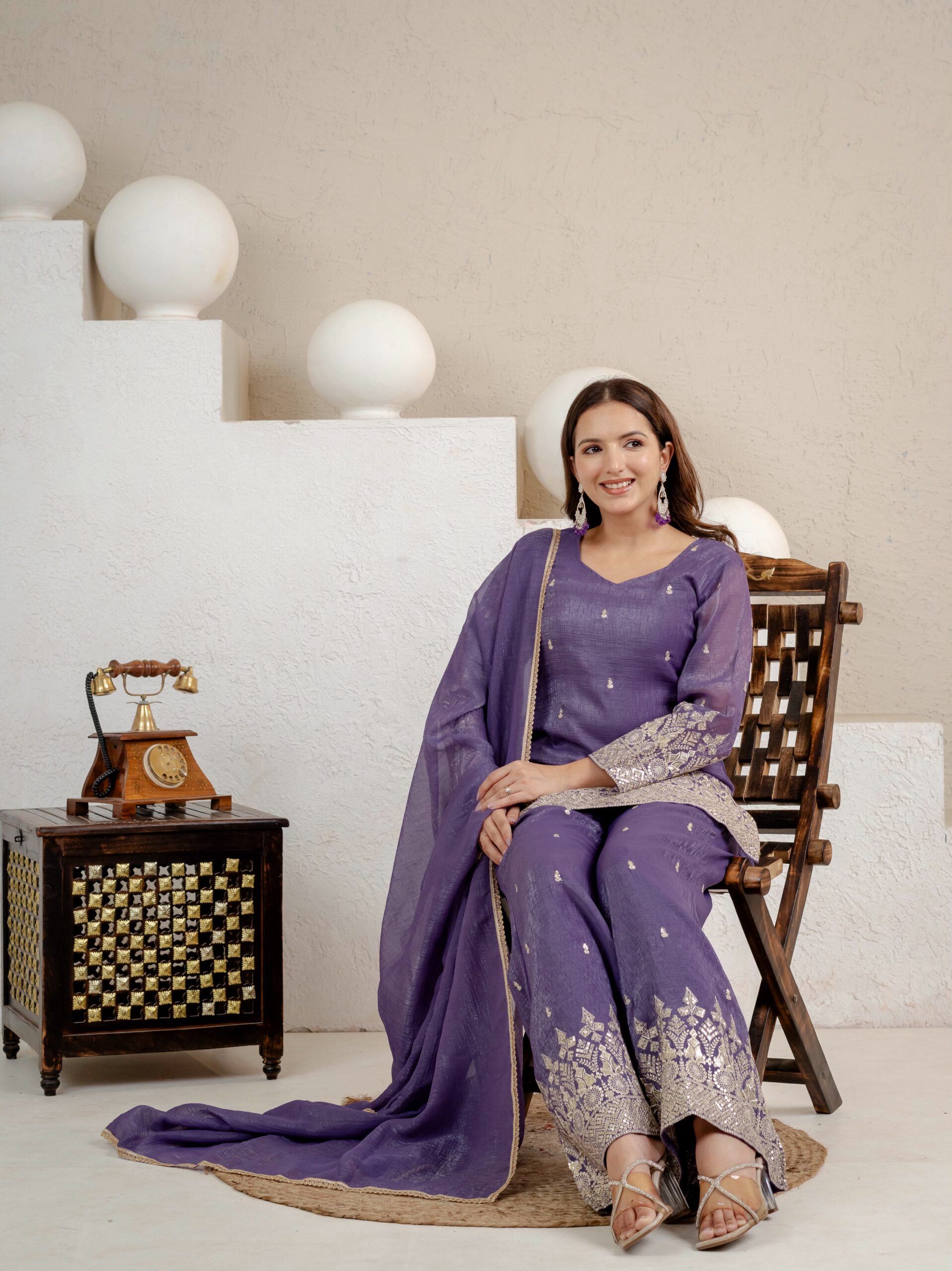 MD 3103 Lavender Crunchy Silk Salwar Suit with Embroidery Work & Sequins Work. Exclusive Offer ₹2399. Delivery 4-6 Working Days. Shop now. | Casual Suits, Jump Suits, Creative suits, Designer Suits, Palazzo Suits, Party Wear Suits, Patiala Suits, Salwar suit, Straight Suits