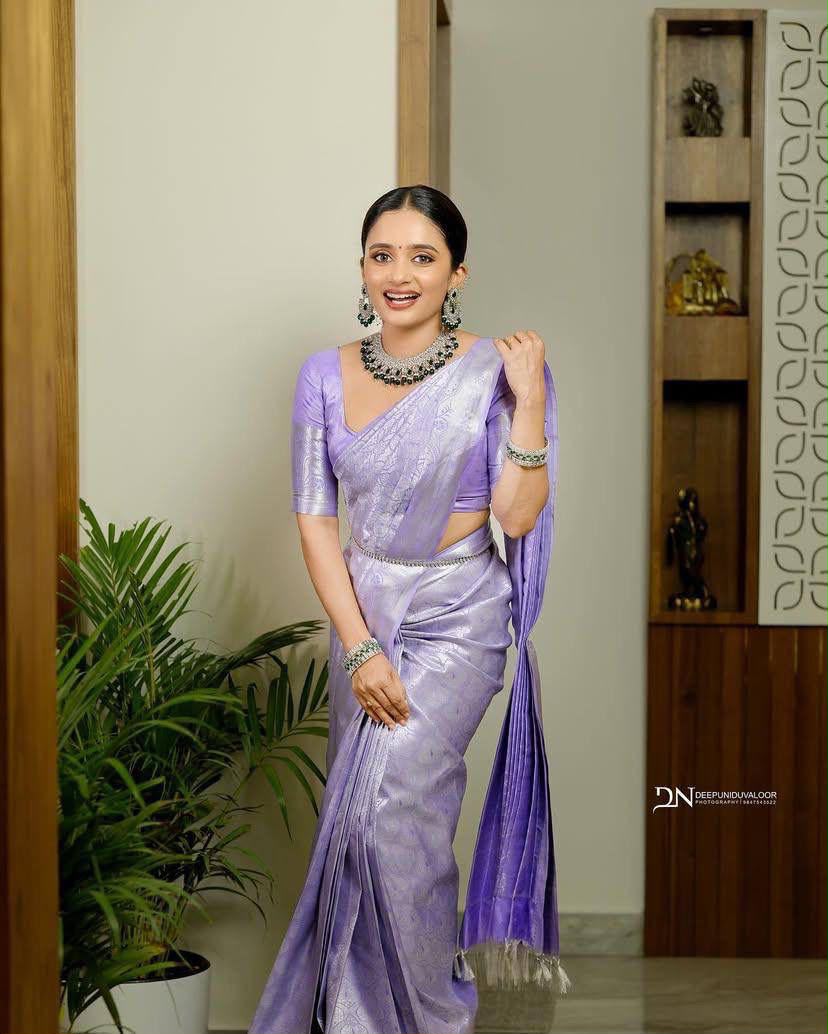 KPR 259 Lavender Soft Lichi Silk Saree with Lace Work & Lace Border. Introductory Price ₹1349. Delivery 4-6 Working Days. Shop now. | Creative Sarees, Bollywood Sarees, Designer Sarees, Embroidered Sarees, Ethnic Saree, Modern Digital sarees, Party Wear Sarees, Sarees