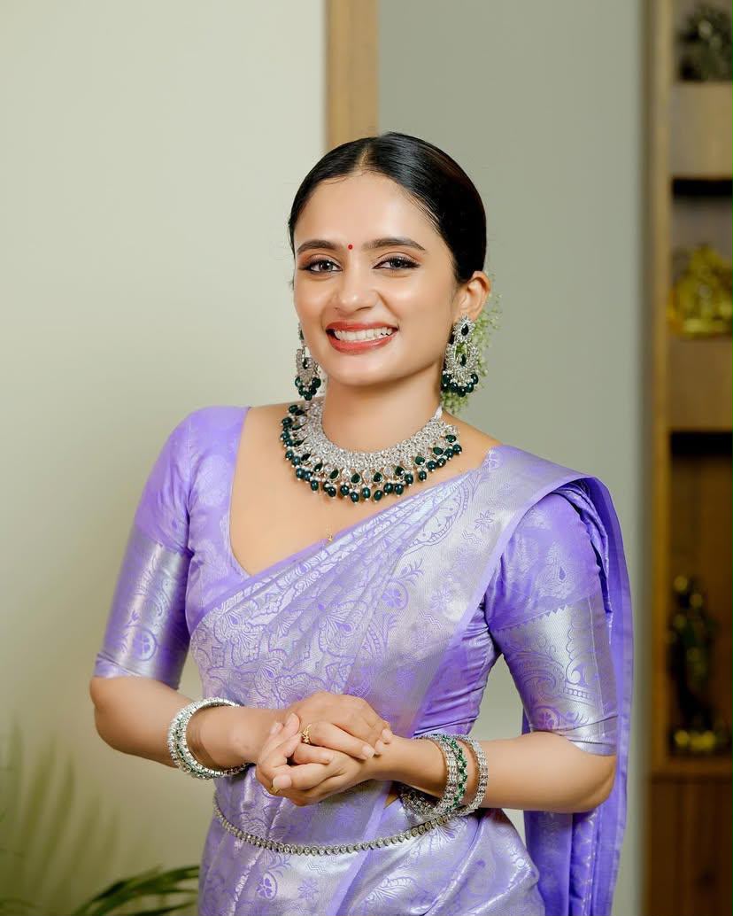 KPR 259 Lavender Soft Lichi Silk Saree with Lace Work & Lace Border. Introductory Price ₹1349. Delivery 4-6 Working Days. Shop now. | Creative Sarees, Bollywood Sarees, Designer Sarees, Embroidered Sarees, Ethnic Saree, Modern Digital sarees, Party Wear Sarees, Sarees