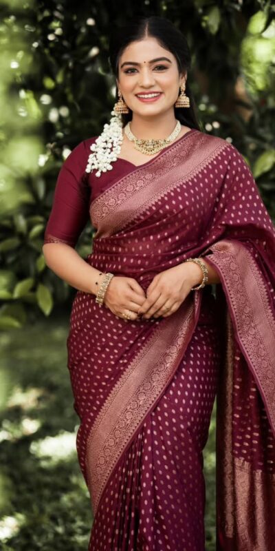 KPR 265 Maroon Soft Lichi Silk Saree with Lace Work & Lace Border. Introductory Price ₹1349. Delivery 4-6 Working Days. Shop now. | Creative Sarees, Bollywood Sarees, Designer Sarees, Embroidered Sarees, Ethnic Saree, Modern Digital sarees, Party Wear Sarees, Sarees