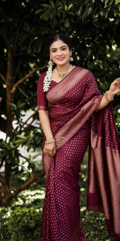 KPR 265 Maroon Soft Lichi Silk Saree with Lace Work & Lace Border. Introductory Price ₹1349. Delivery 4-6 Working Days. Shop now. | Creative Sarees, Bollywood Sarees, Designer Sarees, Embroidered Sarees, Ethnic Saree, Modern Digital sarees, Party Wear Sarees, Sarees