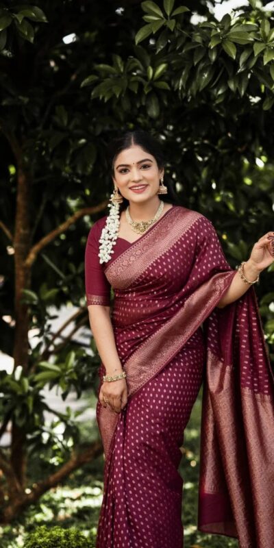 KPR 265 Maroon Soft Lichi Silk Saree with Lace Work & Lace Border. Introductory Price ₹1349. Delivery 4-6 Working Days. Shop now. | Creative Sarees, Bollywood Sarees, Designer Sarees, Embroidered Sarees, Ethnic Saree, Modern Digital sarees, Party Wear Sarees, Sarees