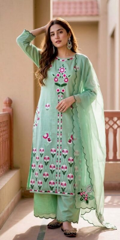 KF 1730 Sea Green Vertical Salwar Suit with Cut Work & Embroidery Work. Get it for ₹2099. Delivery 4-6 Working Days. Shop now. | Casual Suits, Jump Suits, Creative suits, Designer Suits, Palazzo Suits, Party Wear Suits, Patiala Suits, Salwar suit, Straight Suits