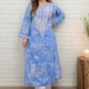 MF 1130 Blue in Colour Poly Cotton Chikenkari Work & Lace Work Kurti . Festive Deal ₹1499. Delivery 4-6 Working Days. Shop now. | Bollywood Kurti, Creative Kurtis, Designer Kurti, Kurti, Party Wear Kurti, Selfie Kurti