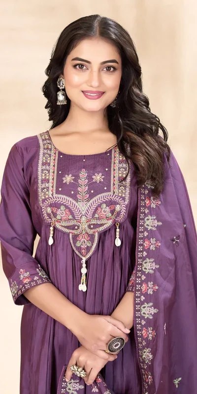 DIVA 136 Lavender in Viscose Roman Silk Embroidery Work & Hand Work Salwar Suit . Best Price ₹2099. Delivery 4-6 Working Days. Shop now. | Casual Suits, Jump Suits, Creative suits, Designer Suits, Palazzo Suits, Party Wear Suits, Patiala Suits, Salwar suit, Straight Suits