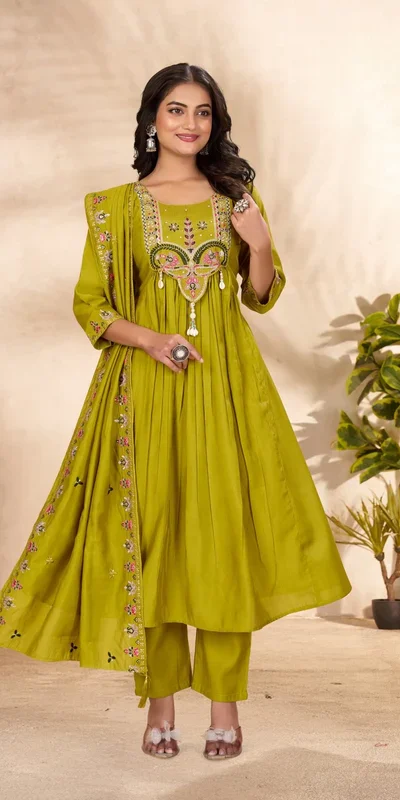 DIVA 136 Lime Green in Viscose Roman Silk Embroidery Work & Hand Work Salwar Suit . Best Price ₹2099. Delivery 4-6 Working Days. Shop now. | Casual Suits, Jump Suits, Creative suits, Designer Suits, Palazzo Suits, Party Wear Suits, Patiala Suits, Salwar suit, Straight Suits