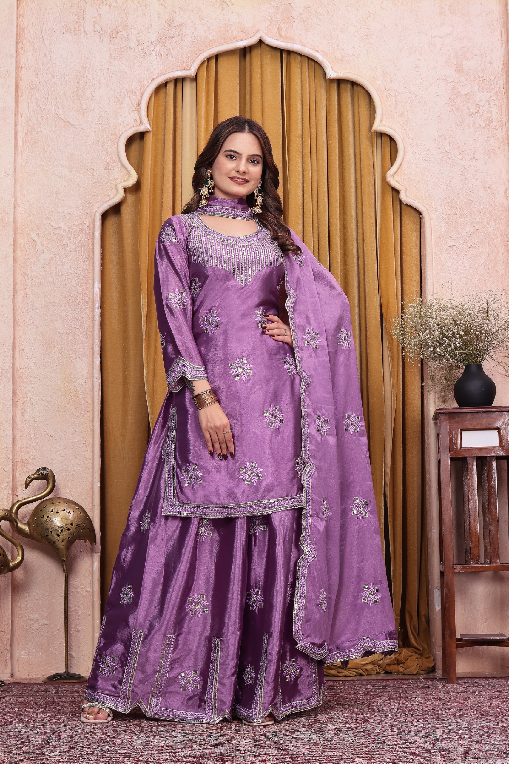 FE 142 Lavender in Chinon Embroidery Work & Sequins Work Salwar Suit . Special Price ₹2149. Delivery 4-6 Working Days. Shop now. | Casual Suits, Jump Suits, Creative suits, Designer Suits, Palazzo Suits, Party Wear Suits, Patiala Suits, Salwar suit, Straight Suits