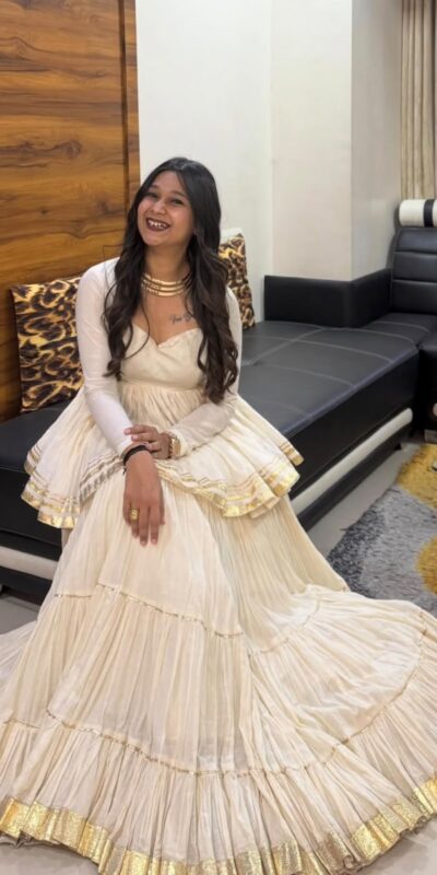 PC 586 White Color Pure Cotton Lehenga Choli with Cowrie Work. Festive Deal ₹2549. Delivery 4-6 Working Days. Online Shop now. | Bollywood Lehenga, Creative Lehenga, Designer Lehenga, Embroidered Lehenga, Lehenga, Party Wear Lehenga