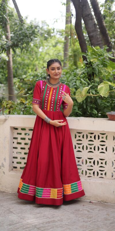 KA 1202 Red Roman Gown with Mirror Work. Wedding, Party, Festive, Events Get it for ₹2049. Delivery 4-6 Working Days. Shop now. | Bollywood Gowns, Creative Gowns, Designer Gowns, Embroidered Gowns, Gowns, Party Wear Gowns