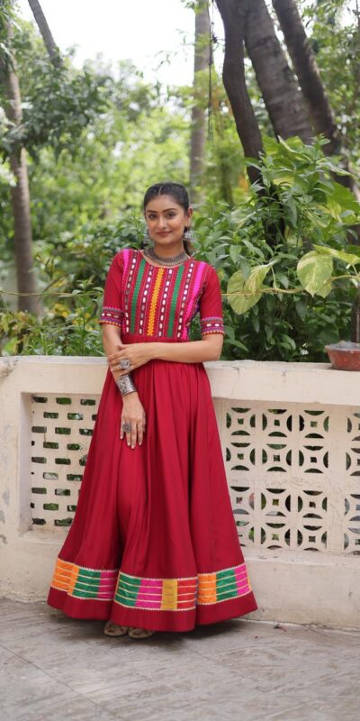KA 1202 Red Roman Gown with Mirror Work. Wedding, Party, Festive, Events Get it for ₹2049. Delivery 4-6 Working Days. Shop now. | Bollywood Gowns, Creative Gowns, Designer Gowns, Embroidered Gowns, Gowns, Party Wear Gowns