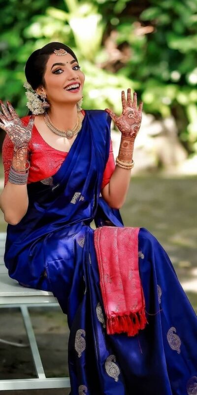 KP 2053 Blue in Soft Lichi Silk Jacquard Work Designer Work Saree . Exclusive Offer ₹1249. Delivery 4-6 Working Days. Shop now. | Creative Sarees, Bollywood Sarees, Designer Sarees, Embroidered Sarees, Ethnic Saree, Modern Digital sarees, Party Wear Sarees, Sarees