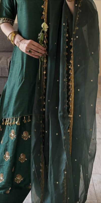 MF 535 Teal Green Aada Slab Silk Salwar Suit with Embroidery Work & Mirror Work. Festive Deal ₹2399. Delivery 4-6 Working Days. Shop now. | Casual Suits, Jump Suits, Creative suits, Designer Suits, Palazzo Suits, Party Wear Suits, Patiala Suits, Salwar suit, Straight Suits