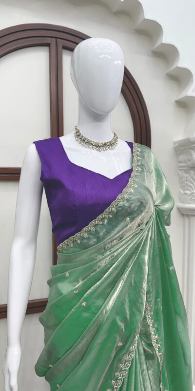 KD 633 Sea Green | Sea Green Fendy Silk Saree with Sequins Work. Festive Deal ₹1849. Delivery 4-6 Working Days. Shop now. | Creative Sarees, Bollywood Sarees, Designer Sarees, Embroidered Sarees, Ethnic Saree, Modern Digital sarees, Party Wear Sarees, Sarees