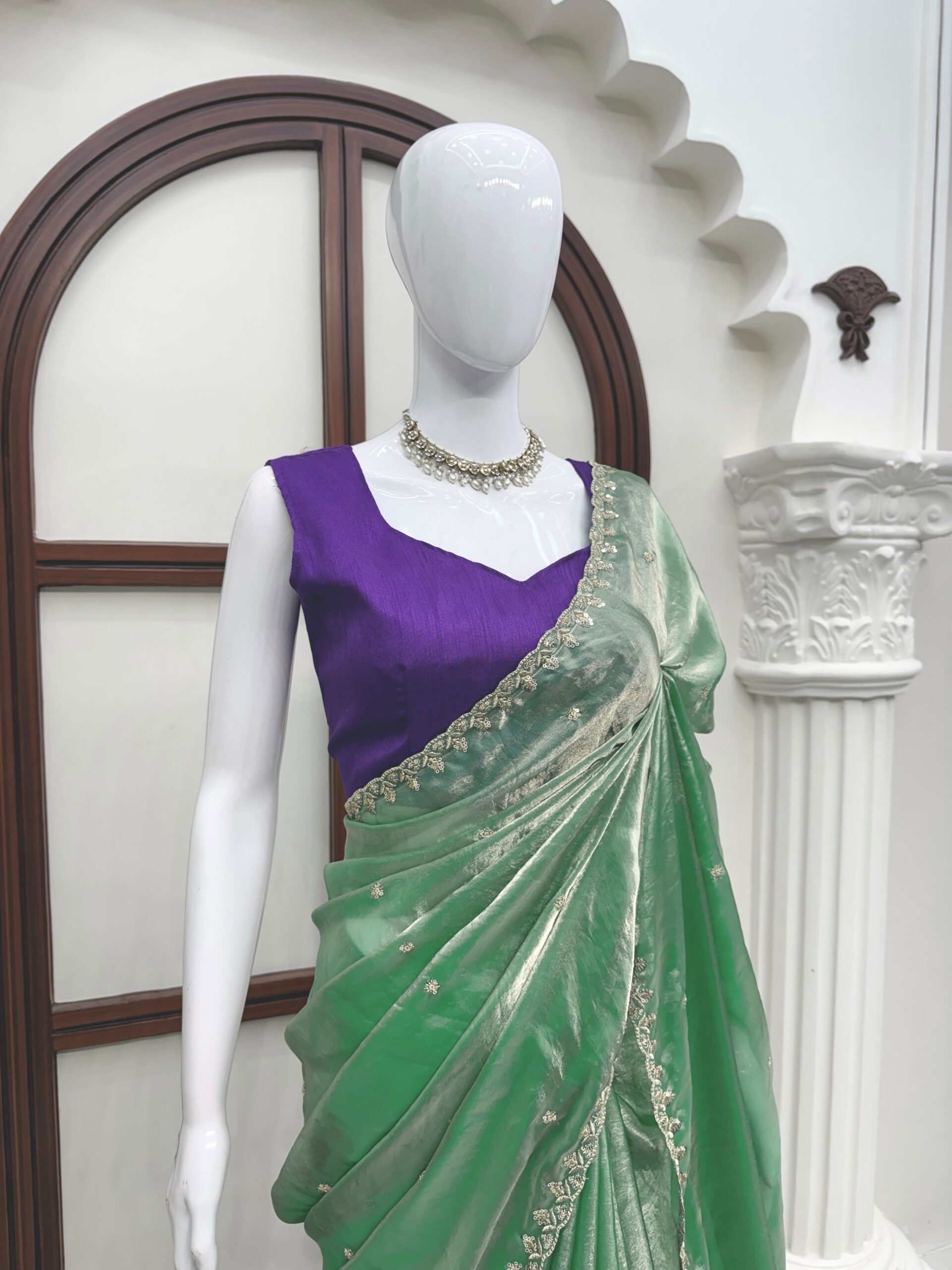 KD 633 Sea Green | Sea Green Fendy Silk Saree with Sequins Work. Festive Deal ₹1849. Delivery 4-6 Working Days. Shop now. | Creative Sarees, Bollywood Sarees, Designer Sarees, Embroidered Sarees, Ethnic Saree, Modern Digital sarees, Party Wear Sarees, Sarees