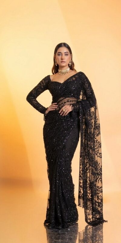 DF 3462 Black Color Butterfly Net Heavy 5mm Sequins Embroidery work Saree Casual, Wedding, Festive, Events . Expected Delivery 4-6 Working Days @1999/- only | Creative Sarees, Bollywood Sarees, Designer Sarees, Embroidered Sarees, Ethnic Saree, Modern Digital sarees, Party Wear Sarees, Sarees