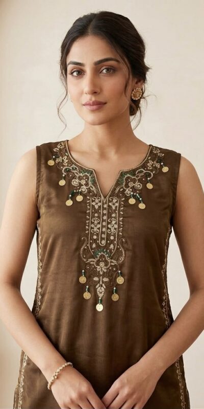 LG 2126 Brown Cos Moss Salwar Suit with Embroidery Work & Sequins Work. Affordable Price ₹2149. Delivery 4-6 Working Days. Shop now. | Casual Suits, Jump Suits, Creative suits, Designer Suits, Palazzo Suits, Party Wear Suits, Patiala Suits, Salwar suit, Straight Suits