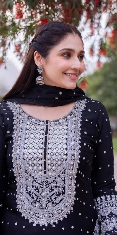 ZB 5064 Black Faux Georgette Salwar Suit with Embroidery Work. Available at ₹2049 only. Delivery 4-6 Working Days. Shop now. | Casual Suits, Jump Suits, Creative suits, Designer Suits, Palazzo Suits, Party Wear Suits, Patiala Suits, Salwar suit, Straight Suits