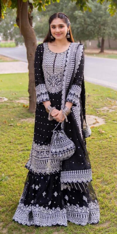 ZB 5064 Black Faux Georgette Salwar Suit with Embroidery Work. Available at ₹2049 only. Delivery 4-6 Working Days. Shop now. | Casual Suits, Jump Suits, Creative suits, Designer Suits, Palazzo Suits, Party Wear Suits, Patiala Suits, Salwar suit, Straight Suits