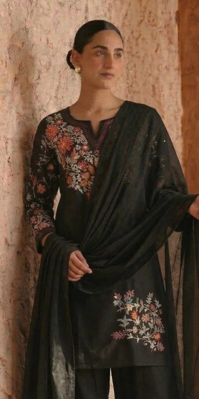 ND 5058 Black | Black Roman Silk Salwar Suit with Embroidery Work. Grab it for ₹2099. Delivery 4-6 Working Days. Shop now. | Casual Suits, Jump Suits, Creative suits, Designer Suits, Palazzo Suits, Party Wear Suits, Patiala Suits, Salwar suit, Straight Suits