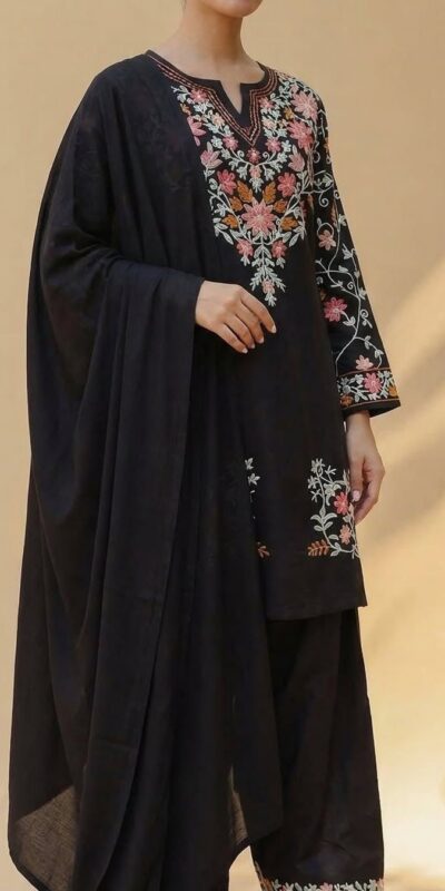 ND 5058 Black | Black Roman Silk Salwar Suit with Embroidery Work. Grab it for ₹2099. Delivery 4-6 Working Days. Shop now. | Casual Suits, Jump Suits, Creative suits, Designer Suits, Palazzo Suits, Party Wear Suits, Patiala Suits, Salwar suit, Straight Suits