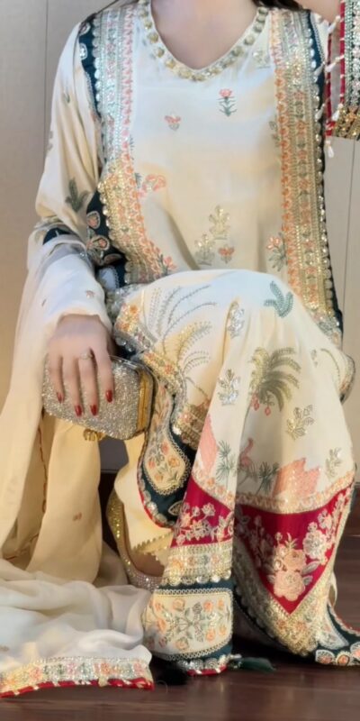 LG 2141 White Star Silk Salwar Suit with Embroidery Work & Sequins Work. Festive Deal ₹2999. Delivery 4-6 Working Days. Shop now. | Casual Suits, Jump Suits, Creative suits, Designer Suits, Palazzo Suits, Party Wear Suits, Patiala Suits, Salwar suit, Straight Suits