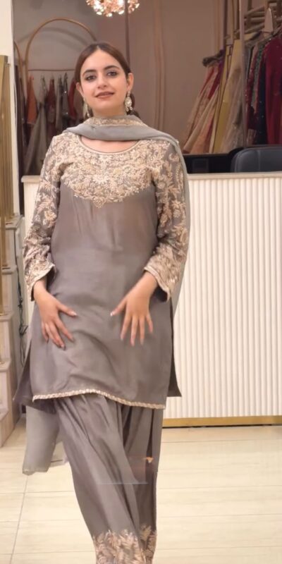 AD 242 Grey Color Chinon Silk Salwar Suit with Embroidery Work. Online Get it for ₹2249. Delivery 4-6 Working Days. Shop now. | Casual Suits, Jump Suits, Creative suits, Designer Suits, Palazzo Suits, Party Wear Suits, Patiala Suits, Salwar suit, Straight Suits