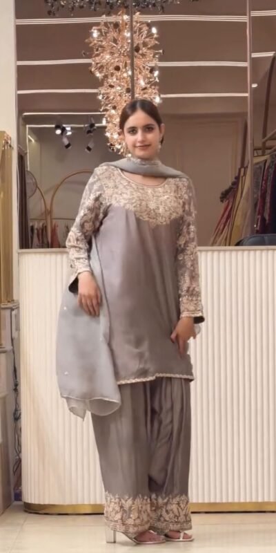 AD 242 Grey Color Chinon Silk Salwar Suit with Embroidery Work. Online Get it for ₹2249. Delivery 4-6 Working Days. Shop now. | Casual Suits, Jump Suits, Creative suits, Designer Suits, Palazzo Suits, Party Wear Suits, Patiala Suits, Salwar suit, Straight Suits