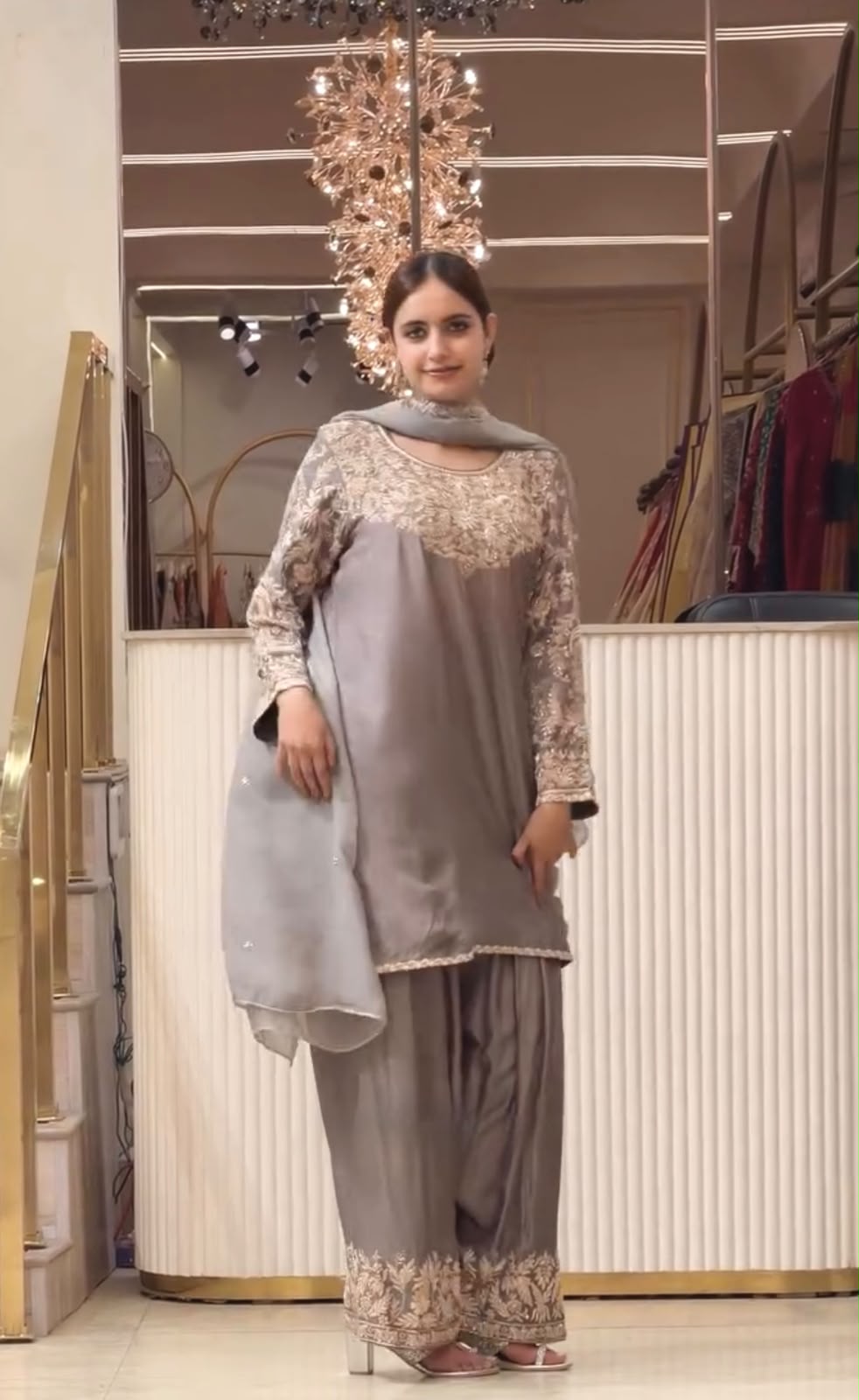 AD 242 Grey Color Chinon Silk Salwar Suit with Embroidery Work. Online Get it for ₹2249. Delivery 4-6 Working Days. Shop now. | Casual Suits, Jump Suits, Creative suits, Designer Suits, Palazzo Suits, Party Wear Suits, Patiala Suits, Salwar suit, Straight Suits
