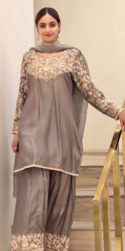 AD 242 Grey Color Chinon Silk Salwar Suit with Embroidery Work. Online Get it for ₹2249. Delivery 4-6 Working Days. Shop now. | Casual Suits, Jump Suits, Creative suits, Designer Suits, Palazzo Suits, Party Wear Suits, Patiala Suits, Salwar suit, Straight Suits